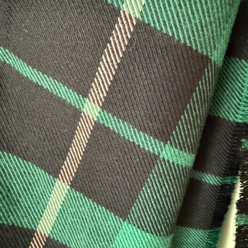 NWT Ann Taylor Raiza Plaid Blanket Scarf Approx 22x78 Green White Pink Black - Picture 6 of 8